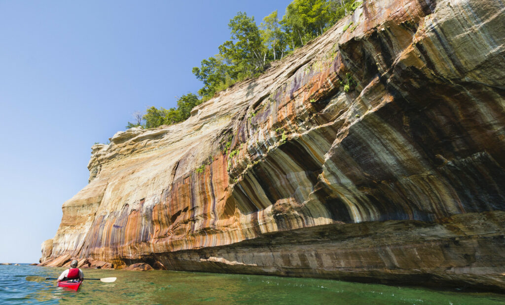 colorful sandstone cliffs of Pictured Rocks National Lakeshore 